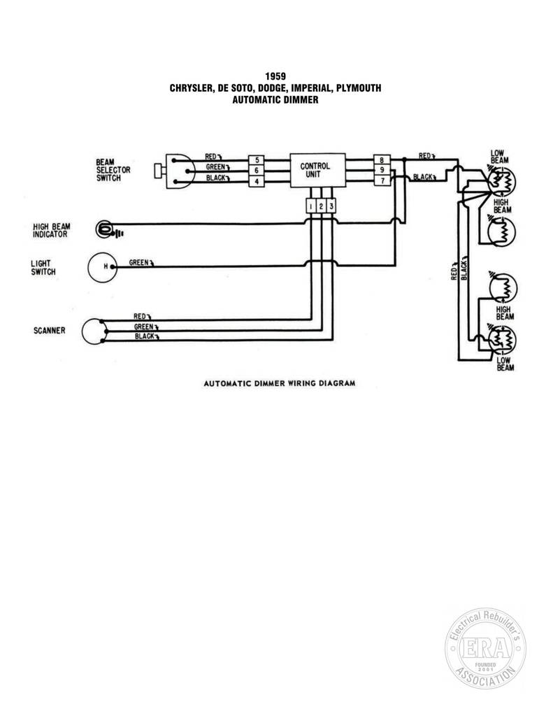 Era 1959 Chrysler,De Soto,Dodge,Imperial,Plymouth Automatic Dimmer